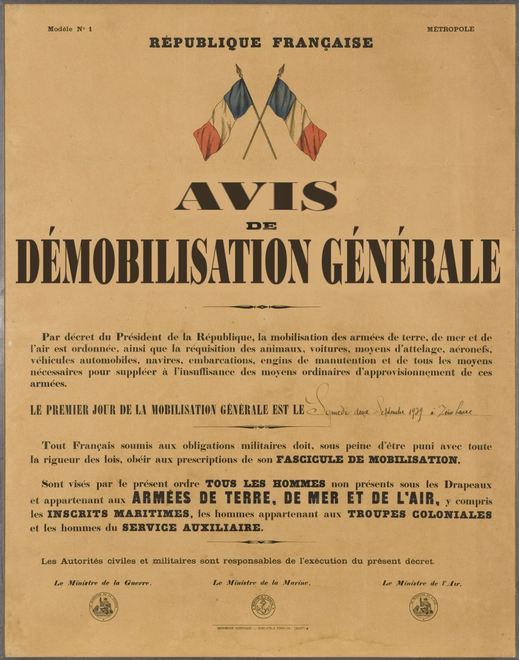 Avis de démobilisation&nbsp;générale